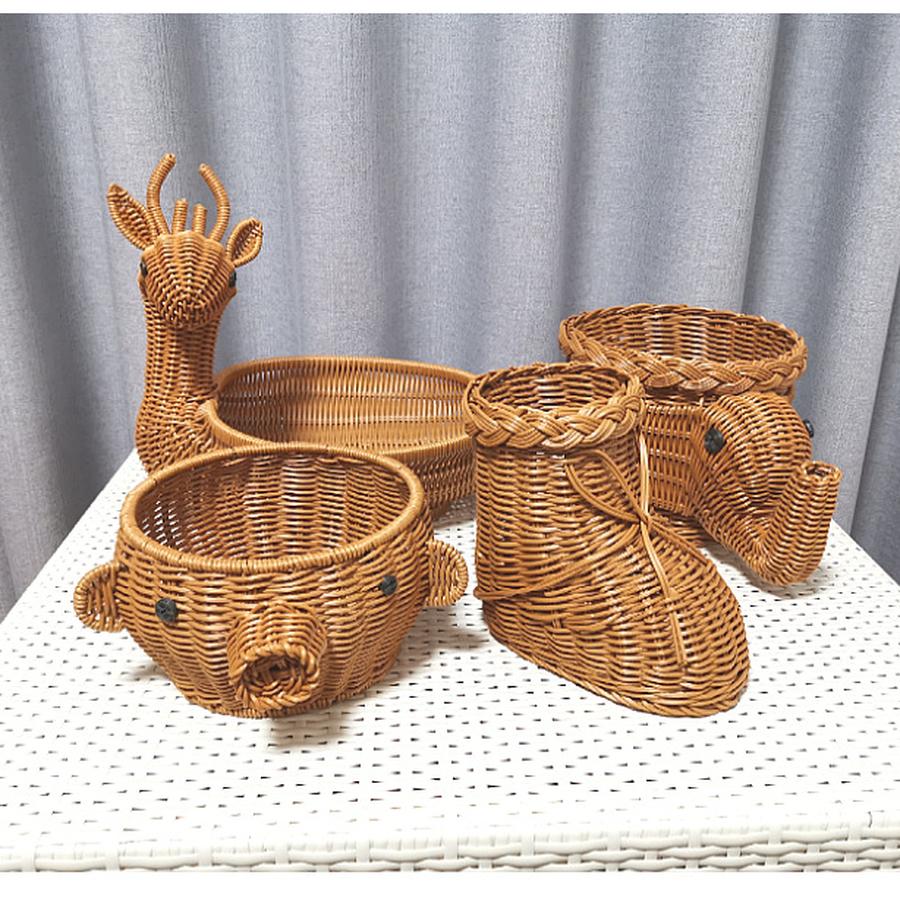Корзина для хранения Фруктовница Полка для журнального столика в гостиной Креативная Современная Домашняя Пластиковые Плетеные Корзины Настольные Декоративные