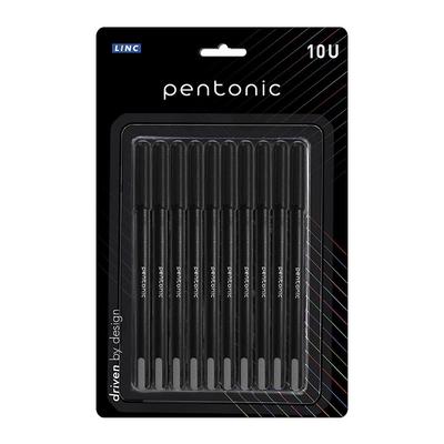 Шариковая ручка Pentonic 0,7 мм, черная, в блистерной упаковке, для офиса, школы и дома | Упаковка 1 X 10 шт.