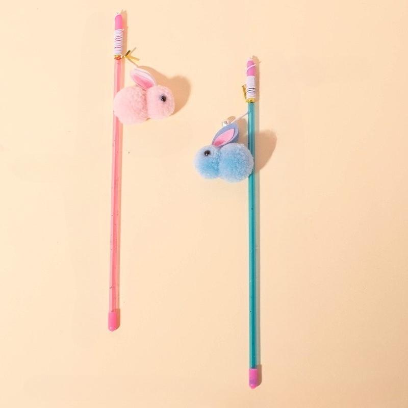 1 шт./2 шт. Игрушки для кошек Плюшевые дразнилки для кошек Палочка с шерстью Кролик Игрушки для кошек Интерактивные палочки Игрушка для кошки с колокольчиком Игрушка для котенка Товары для домашних животных