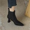 Модные Новые Осенне-Зимние Женские Ботинки Кожаные Короткие Ботинки Модные Ботинки с Острым Носком для Женщин Высокие Каблуки Женская Обувь Ботинки Челси