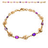 [L1200] - Gold Plated Bracelet 'Drops of Fairies' Purple (flower) Gold - 7 Mm