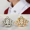 Mini Crown Brooch Fashionable Full Diamond Crown Water Diamond Brooch New Men's And Women's Suit Shirt Button Neck Needles