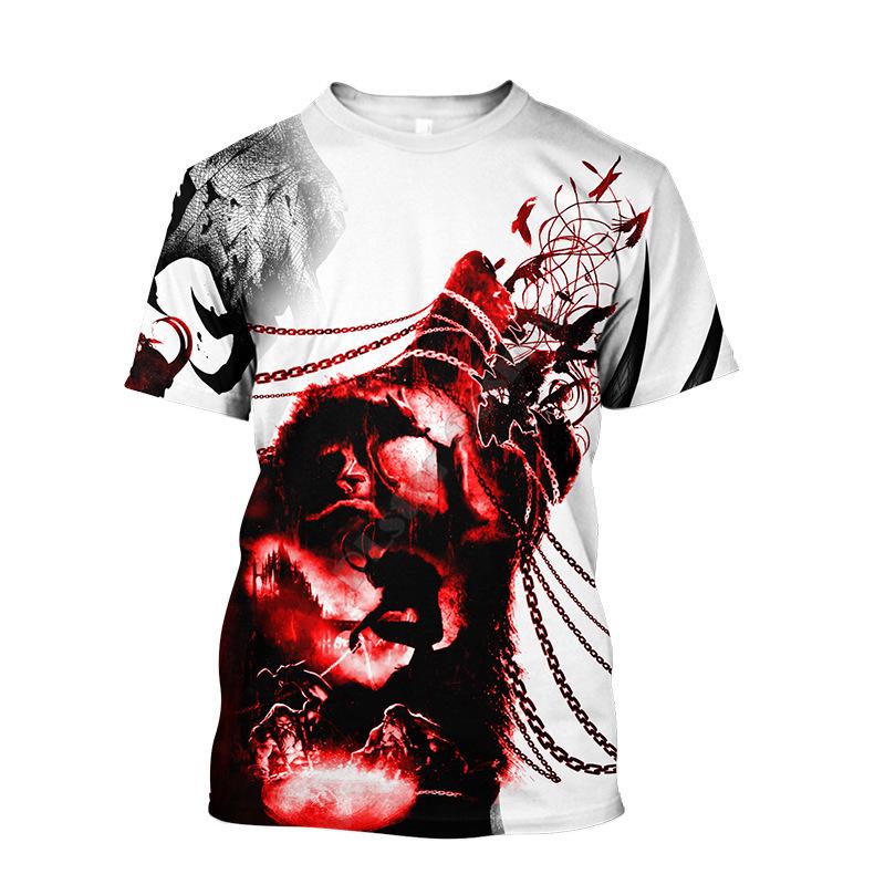 Летний топ с круглым вырезом и 3D-принтом с волком, модная повседневная мужская футболка с коротким рукавом