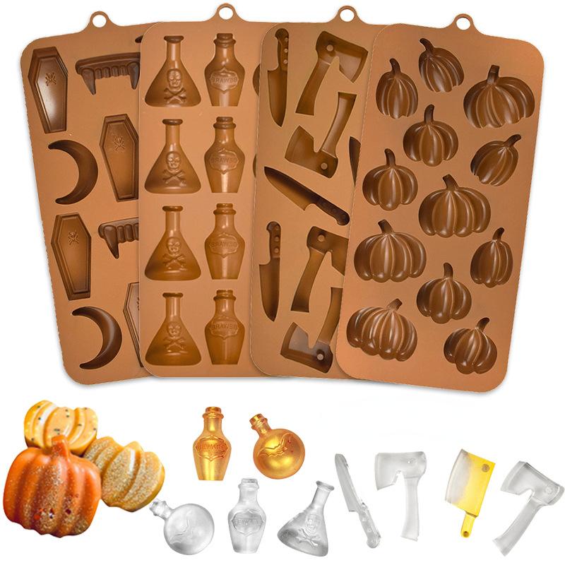 Силиконовая форма для шоколада в виде тыквы на Хэллоуин, конфеты в виде зубов вампира, форма для изготовления льда, мыла в виде костей черепа, свечей, декора для вечеринок, подарков