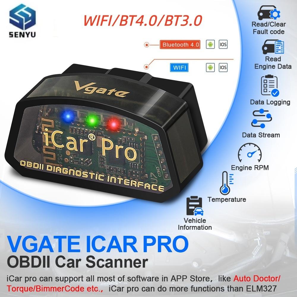 Vgate ICar Pro ELM327 V2.3 OBD 2 Outil de diagnostic automobile OBD2 Scanner WIFI BT4.0 pour IOS/Android BT3.0 pour Android Lecteur de code