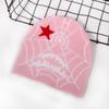 Gothic Style Knit Cap Featuring Spider Web Design For Casual Wear