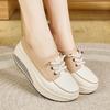 Women Platform Loafers Students Casual Leather Elevator Shoes Thick Sole Height Increase Sneakers