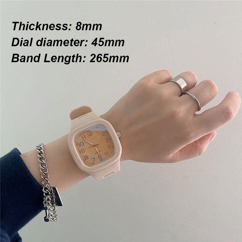 Практичные квадратные часы в подарок для девочек, часы с силиконовым ремешком, наручные часы, кварцевые часы