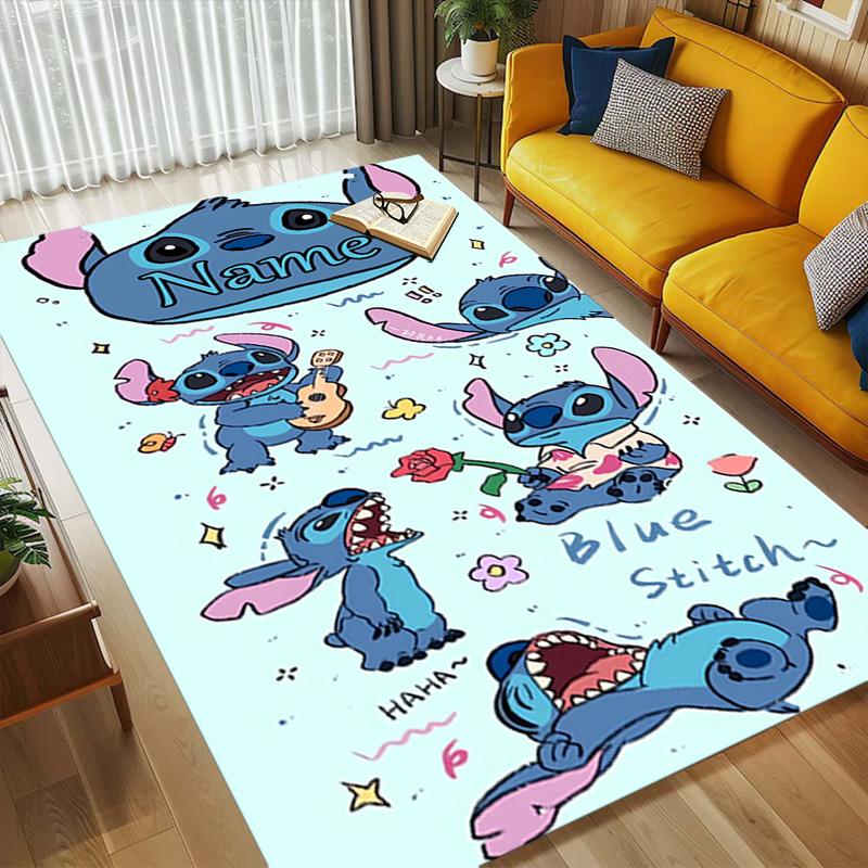 Personalized Name Rainbow Stitch Living Room Non-Slip Area Rug Soft Carpet for Bedroom Kids Playroom Sofa Office Home Decor Doormat