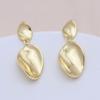 Gold-Tone S925 Silver Oval Ripple Earrings - European & American Style