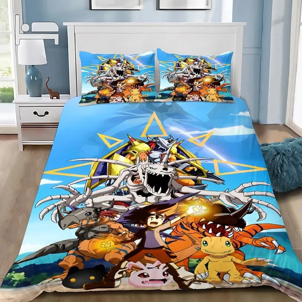 Изысканные 3D Мультяшные Обои Digimon Цифровой монстр Цифровая печать Комплект постельного белья Одеяло Кровать Молодежь Девочки Мальчики Подарок