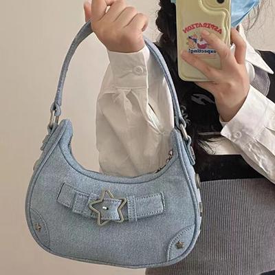 МОДА Винтаж Симпатичная сумка через плечо со звездой Сумка-тоут под мышками Женские сумки на ремне Кожаные кошельки на молнии Сумки Женские повседневные сумки-портфели 2024 Новинка