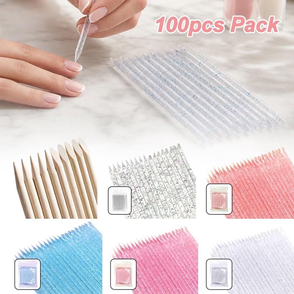 100pcs Pack Dual-ended Nail Art Tool Rhinestones Decoration Nail Dotting Tool Manicure Tools