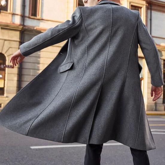 Men Coat Solid Color Turn-down Collar Cardigan Leisure Winter Jacket for Daily Wear