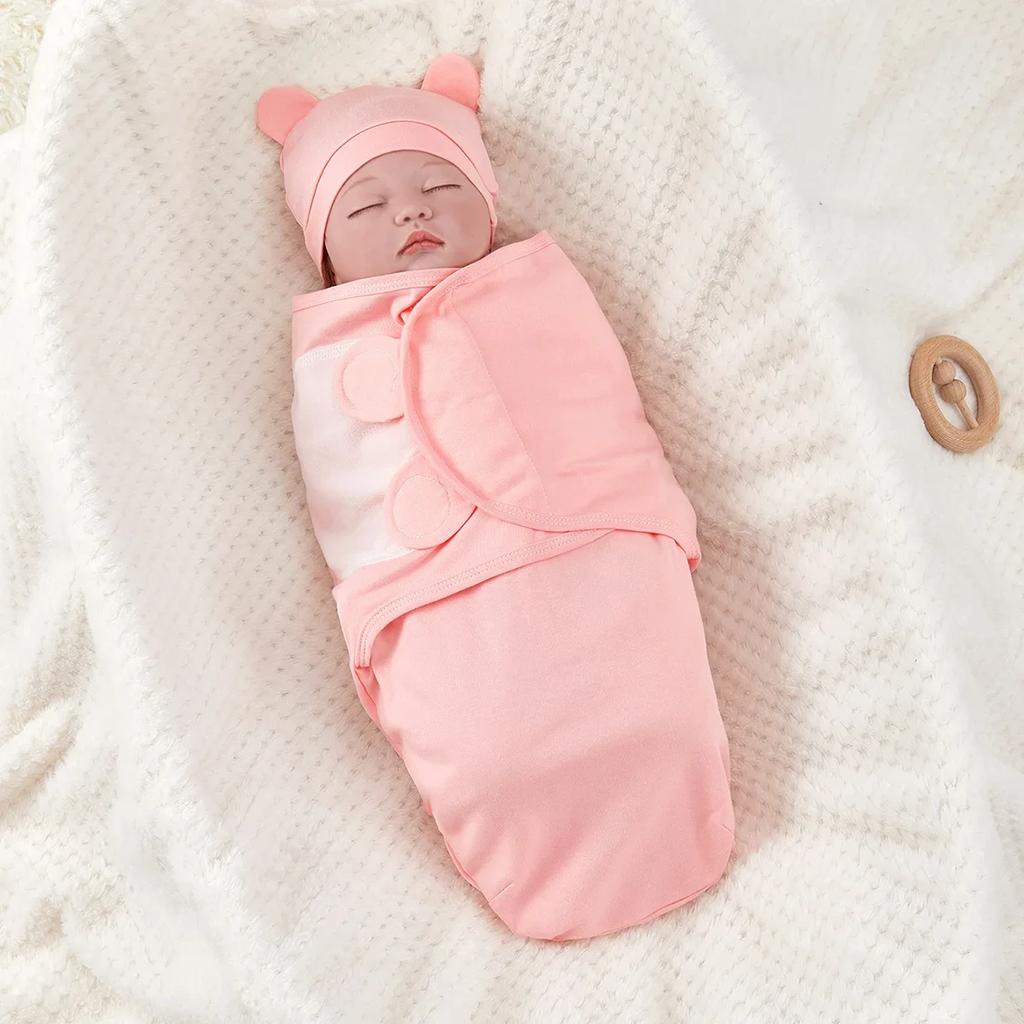 Soft Cotton Newborn Swaddle Sleepsack Anti-shock and Kick Blanket Suitable for 0-3 Months Undisturbed Sleep Infant Bedding