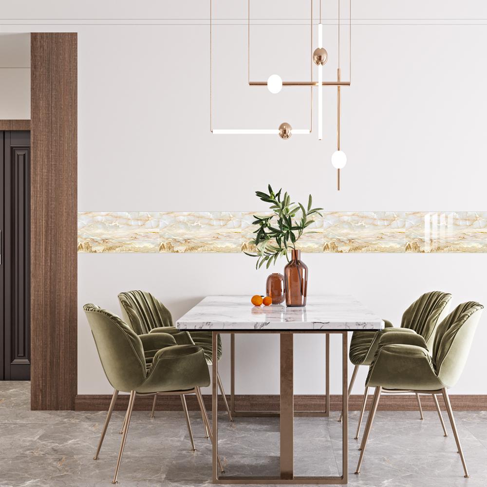 10 шт., желтая мраморная гранитная плитка с узором, настенная наклейка для кухни, маслостойкая ванная комната, водостойкая наклейка на стену, художественные наклейки на стену