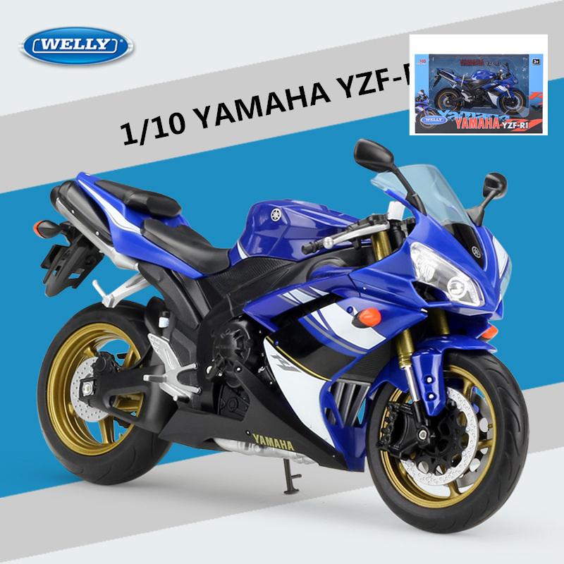 Welly 1/10 YAMAHA YZF-R1 Модель гоночного мотоцикла из сплава Металлические литые модели Спортивные мотоциклы Высокая симуляция Детская игрушка Подарок