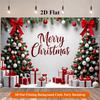 Merry Xmas Evergreens Crimson Bows Presents Backdrop Banner Party Wall Decor Home Accent Stylish Soft Durable Cozy Gift