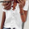 Women's Fashion Casual Solid Color Print Short Sleeve V Neck Blouses & Shirts