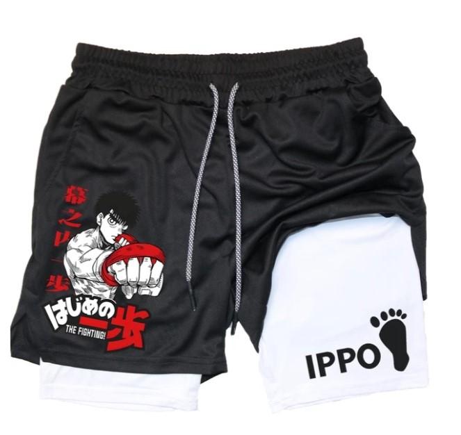 IPPO Аниме Спортивные Шорты Мужские Бокс Муай Тай Кикбоксинг ММА Mix Боевые Искусства 2 в 1 Компрессионные Шорты Быстросохнущие Легкие Легкие Короткие Брюки Лето