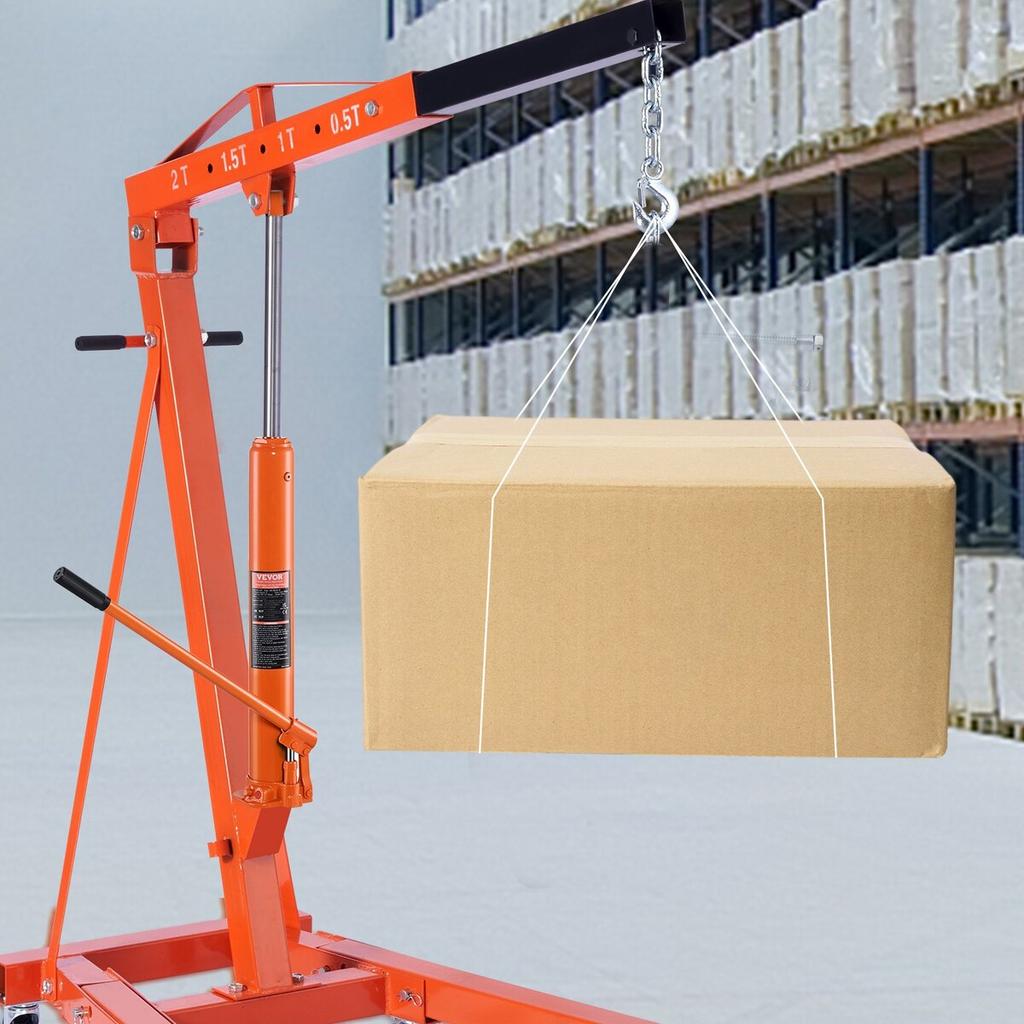Hydraulic Long Ram Jack, 4 Ton Engine Hoist Cylinder with Single Piston Pump And Flat Base, Hydraulic Ram Cylinder for Engine Lift Hoists, Hydraulic