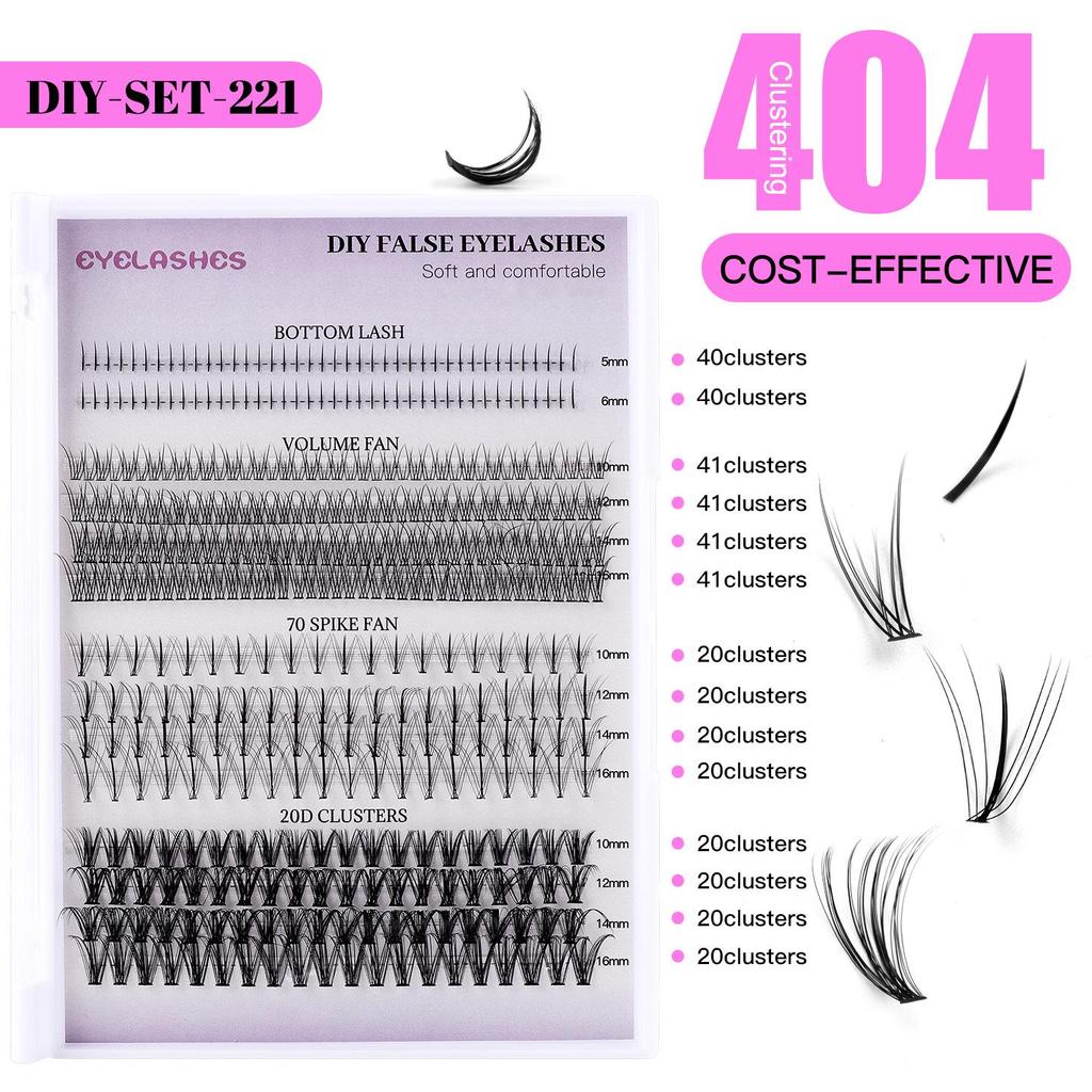 404 Clusters Large-Capacity Lower Eyelashes: DIY Mixed Small Devil Single Cluster False Lashes