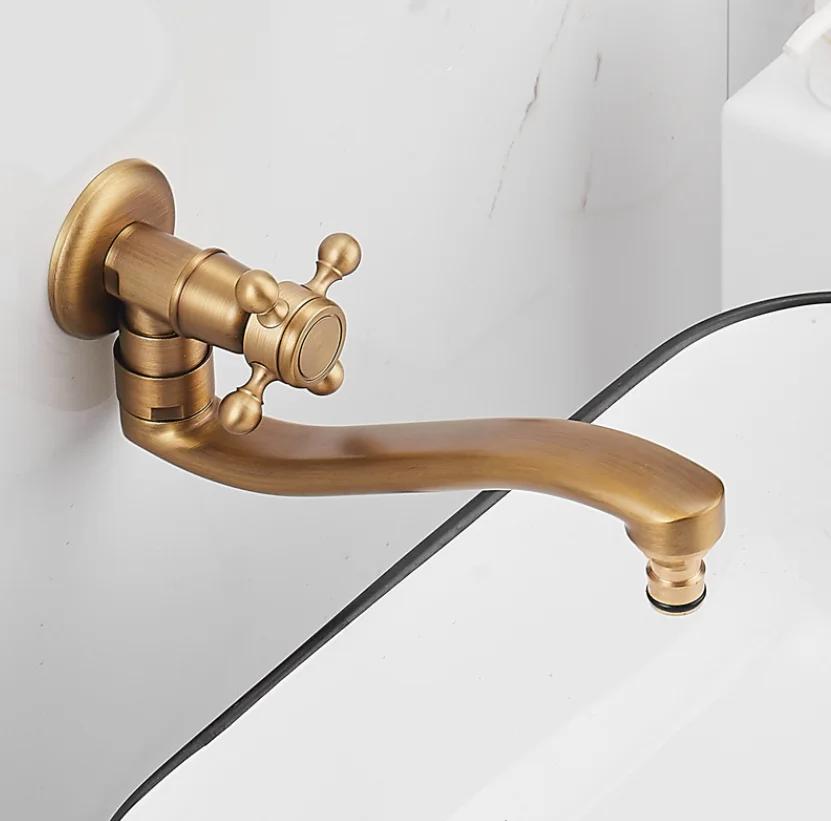 Настенный кран для уличного двора, антифриз, одна холодная вода, раковина, каменная раковина, медная вилла, уличный антифризный кран