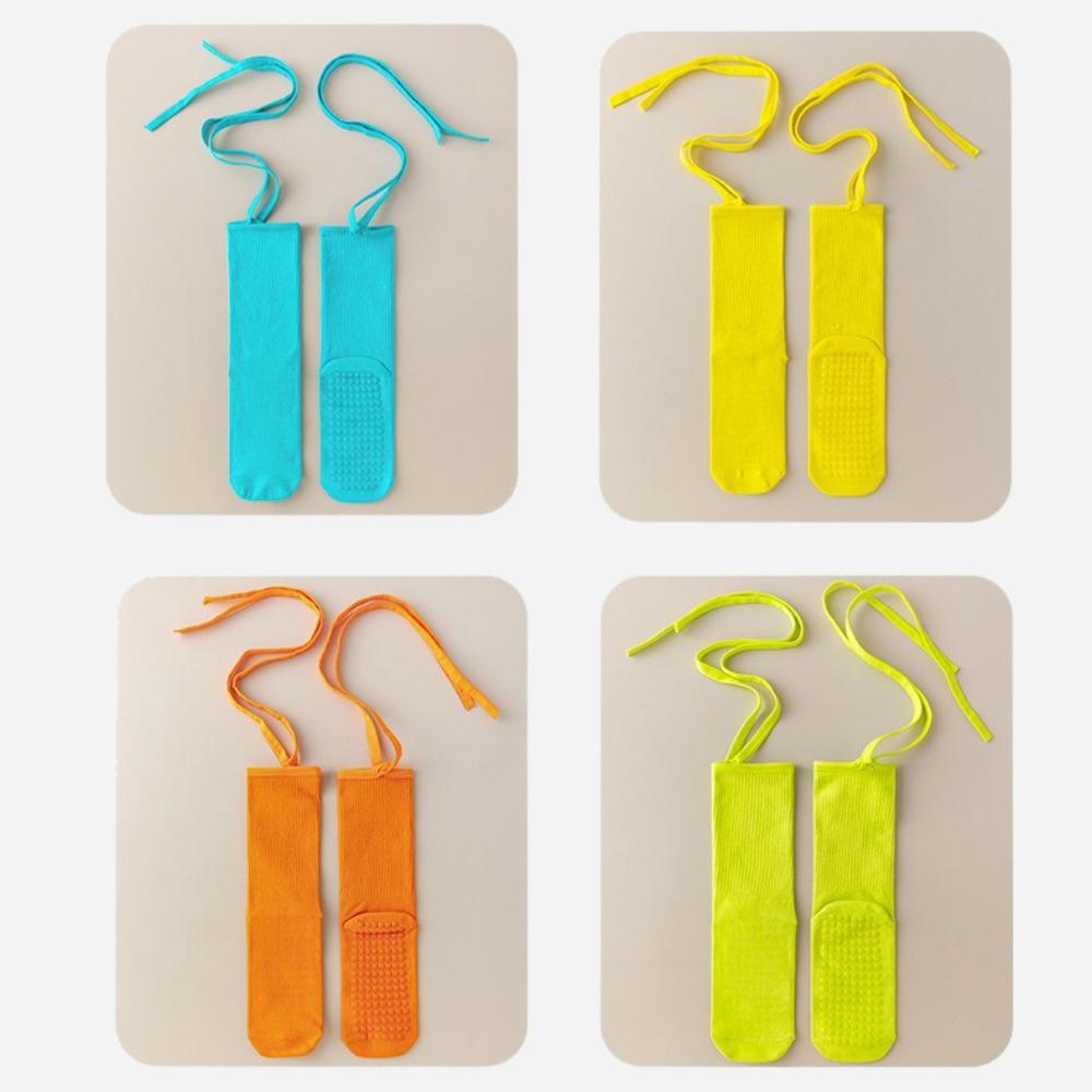 Lace-up Yoga Socks Candy Color Mid-calf Socks New Dance Socks Women