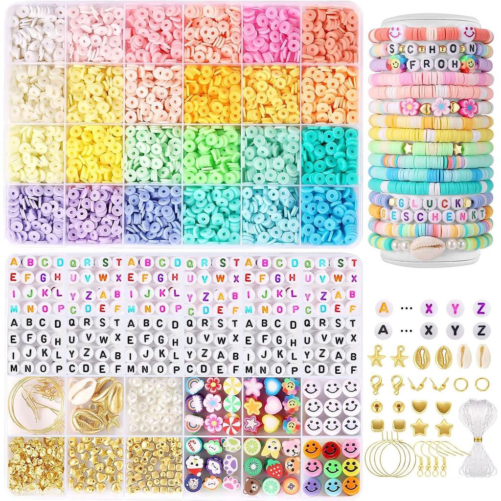 5700 Pieces Of Soft Pottery Clay Beads Diy Set, For Friendship Bracelet Necklace Making Accessories