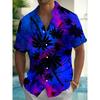 Новая Гавайская Весенне-Летняя Мода Повседневная Уличная Прогулка Туристическая Пляжная Рубашка на Пуговицах с Коротким Рукавом и Полной Застежкой Быстрая Доставка