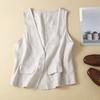 Cotton and Linen Vest Sleeveless Top V-neck Casual Sleeveless Vest Thin Outer Wear Vest Jacket Women