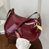 Vintage Retro Shoulder Bag for Women PU Leather Underarm Crossbody Ladies Casual Handbag Purse with Cherry Pendant