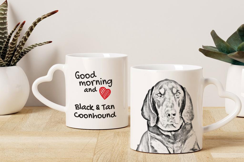 Black and Tan Coonhound I - cup with a dog, adorable cup with a heart-shaped handle, universal gift from the Art-Dog brand