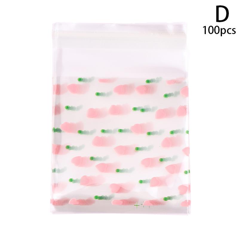 100 шт., прозрачный мешок для конфет в форме сердца, пластиковый пакет для печенья и закусок, упаковка для украшения выпечки, самоклеящаяся сумка