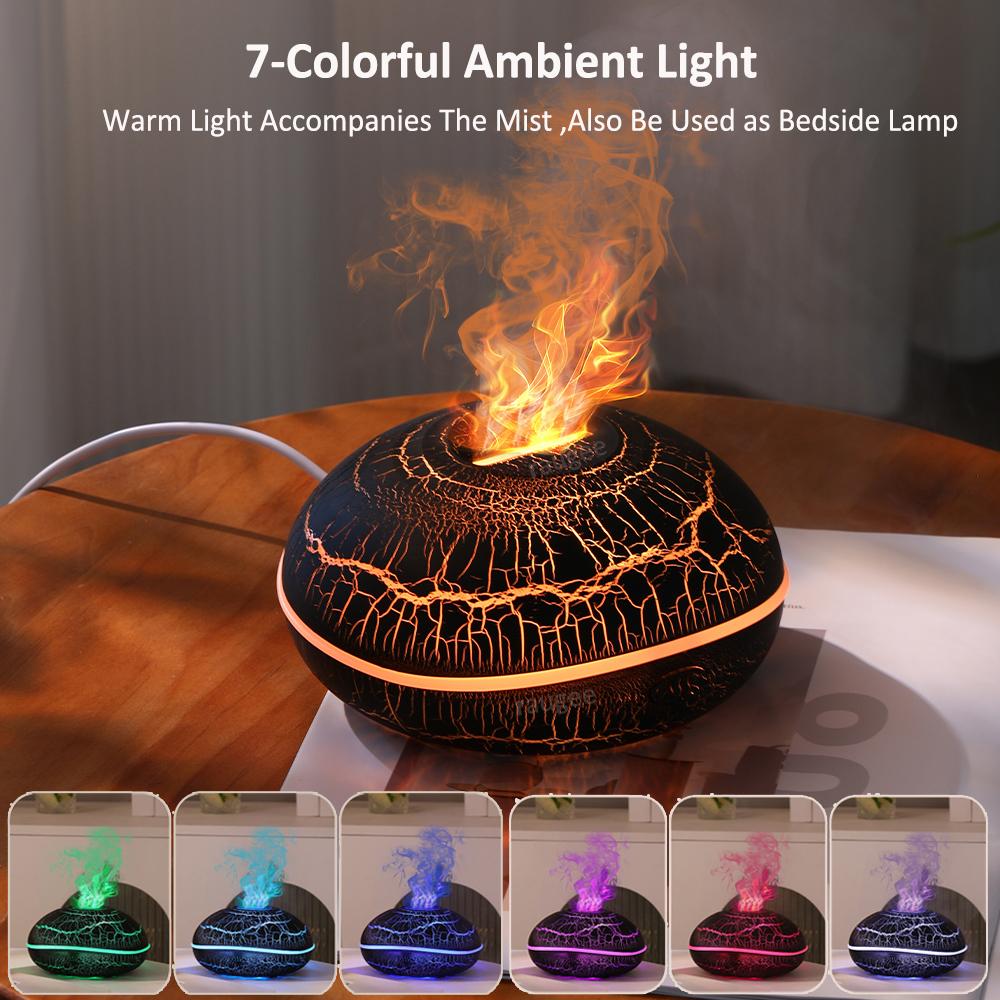 Mini Aroma Humidifier Creative Flame Essential Oil Diffuser Ultrasonic Fragrance Diffuser Home Air Humidifier with Night Light