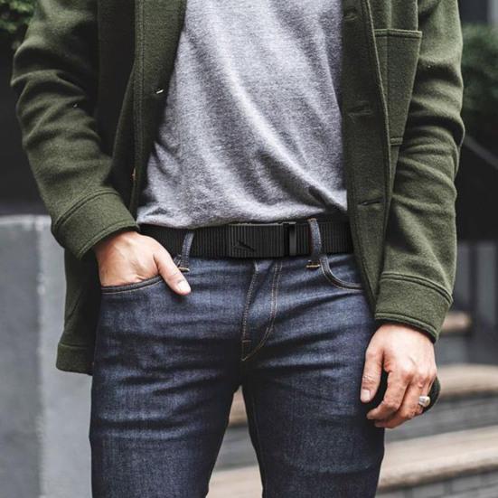 Men Belt with Square Bead Pyramid Decoration Iron Buckle Adjustable Design Jeans Belt Fashion Accessories