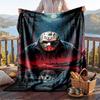 Warm Flannel Blanket Horror Movies Pattern, Lightweight Comfortable Throw Blanket for Bed Sofa Use