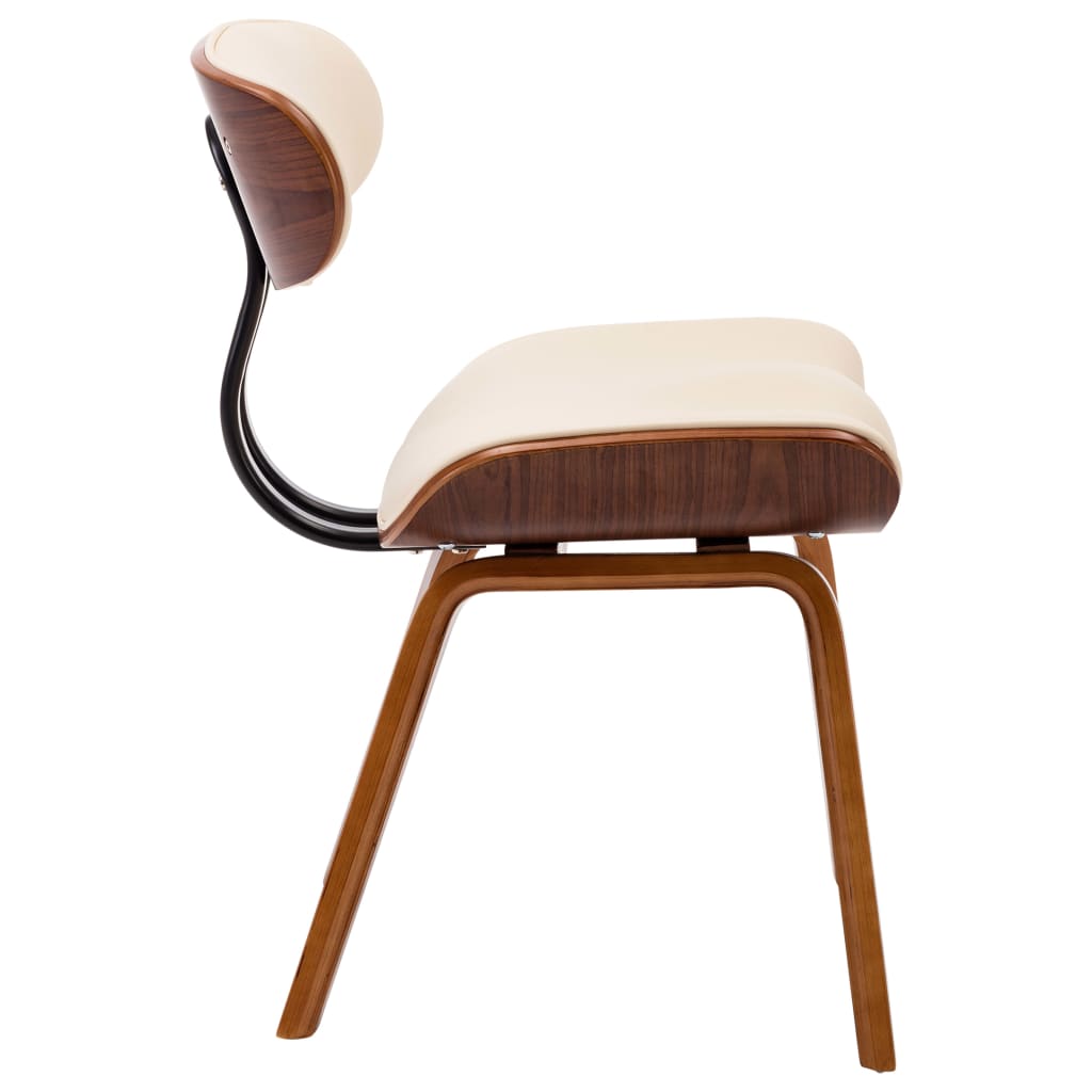 Dining Chairs 2 pcs Cream Colored Bentwood Frame with Faux Leather Upholstery
