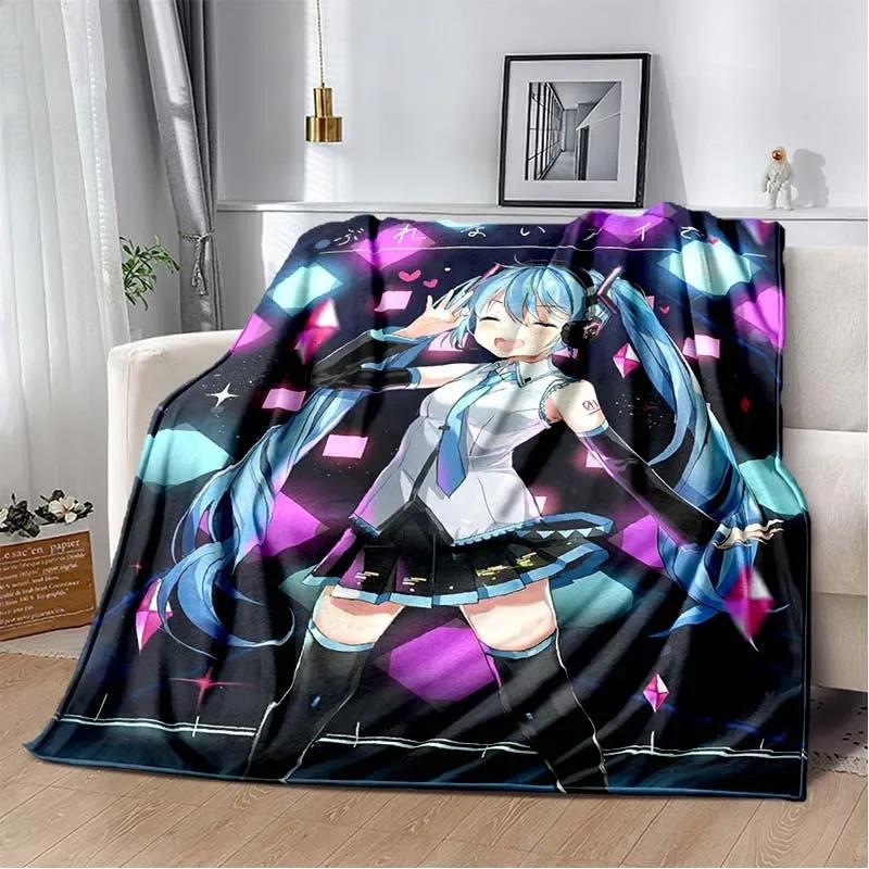 Плед с изображением девушки Vocaloid из аниме Каваи Мику, легкий, мягкий, плед-покрывало, покрывало на кровать, чехол для дивана, подарок для детей