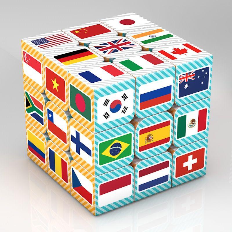 3x3x3 Magic Puzzle Cube Printing National Flag Pattern Packing Cubo Childrens Gifts Educational Fidget Speed Cube Toys For Kids