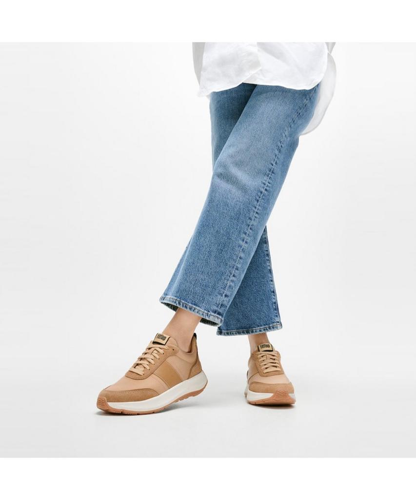 Fitflop [F-Mode] Женские кожаные/замшевые кроссовки на платформе - Верблюжий микс (Ft59K2N20C)