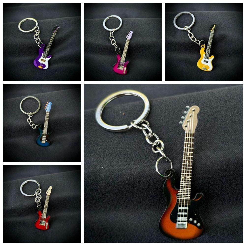 Cool Guitar Key Chain Hip Hop Musical Instrument Keychain Key Chain Guitar Keyring Bag Pendant