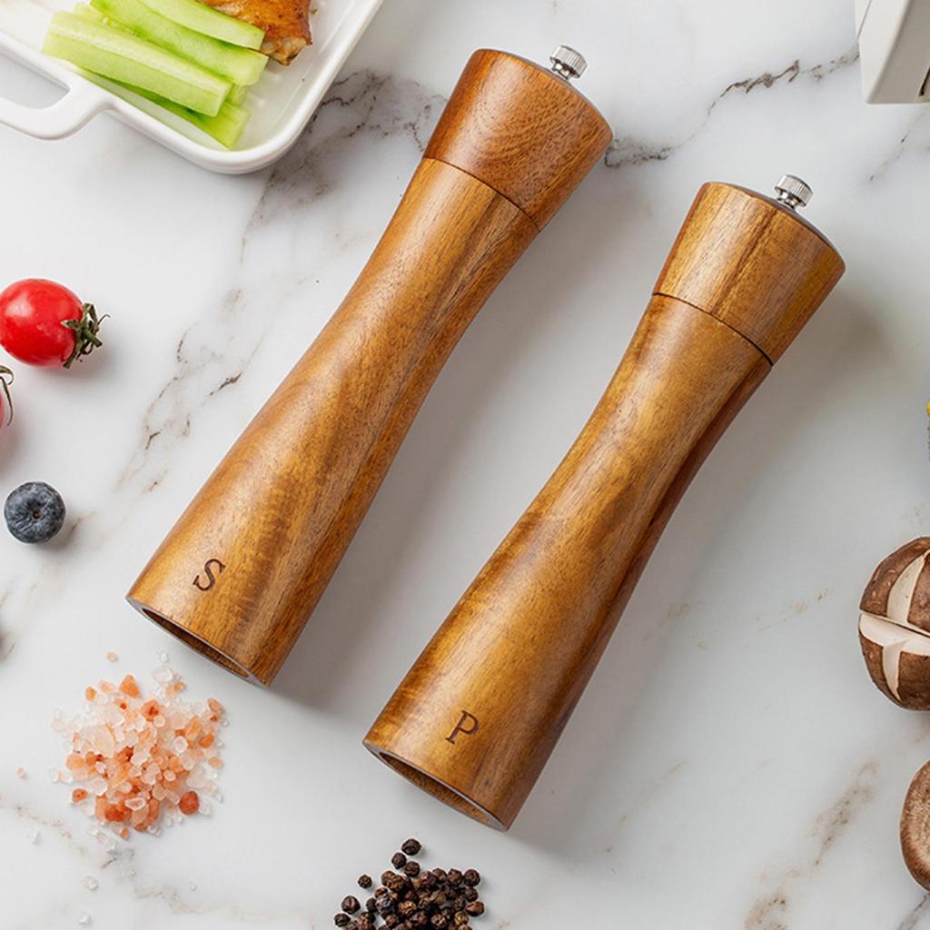 Набор измельчителей для деревянной соли и перца, ручной многоразовый керамический ротор, 8,5 дюйма