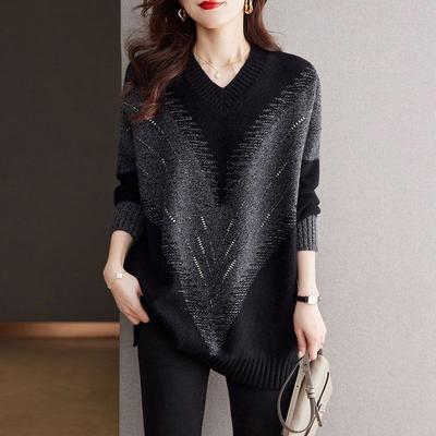 Женский свитшот Хлопок Оверсайз Флис Утепленный Свободный V-образный вырез Повседневный Пуловер Топ с длинным рукавом Свитшот