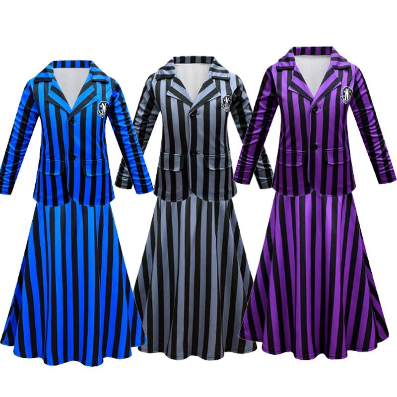 Стильное платье для вечеринки в школьной форме Уэнсдей Аддамс и Инид для девочек