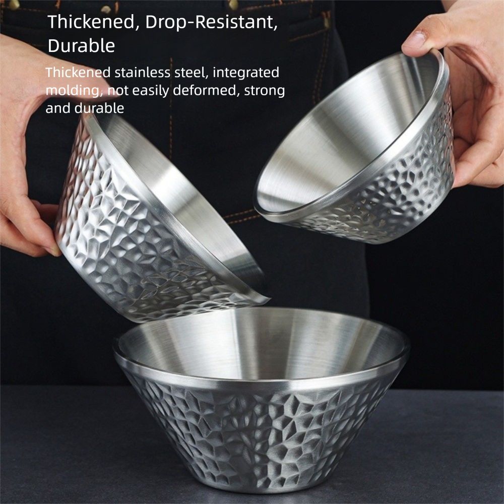 304 Stainless Steel Salad Mixing Bowl Double Layer Ice Shaved Bowl Thicken Ice Cream Bowl  Rice