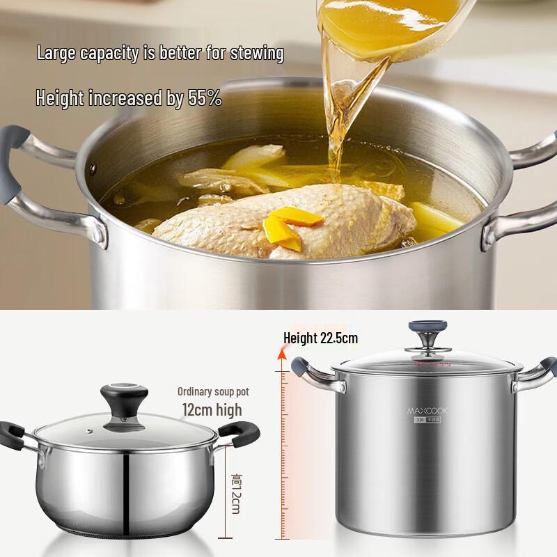 maxcook Кастрюля с композитным дном из нержавеющей стали 316L