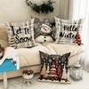 4Pcs Christmas Snowman Checkered Pillowcase, Modern Farmhouse Style Living Room Decoration, Winter Home Gift Without Pillow Core