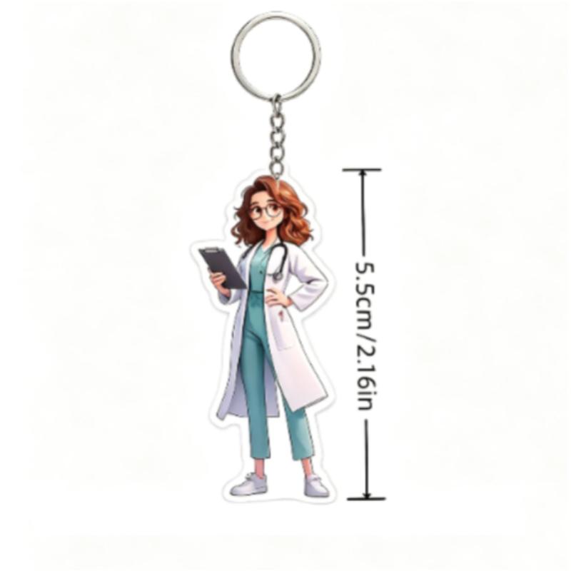 Acrylic Cartoon Doctor Nurse Keychain 2D Flat Cute Figurine Pendant 1Pcs Lightweight Charm for Purse Backpack Daily Use
