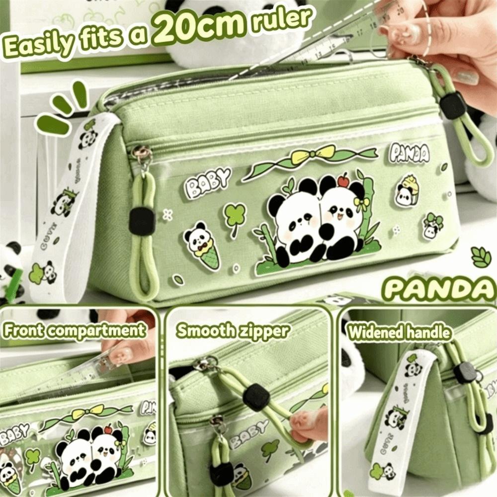 Large Capacity Pen Bag Portable Pencil Pouch New Panda Pencil Case School Supplies